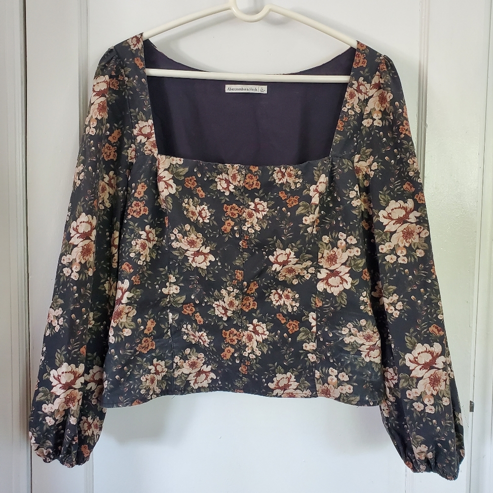 Abercrombie & Fitch Floral Square Neck Blouse